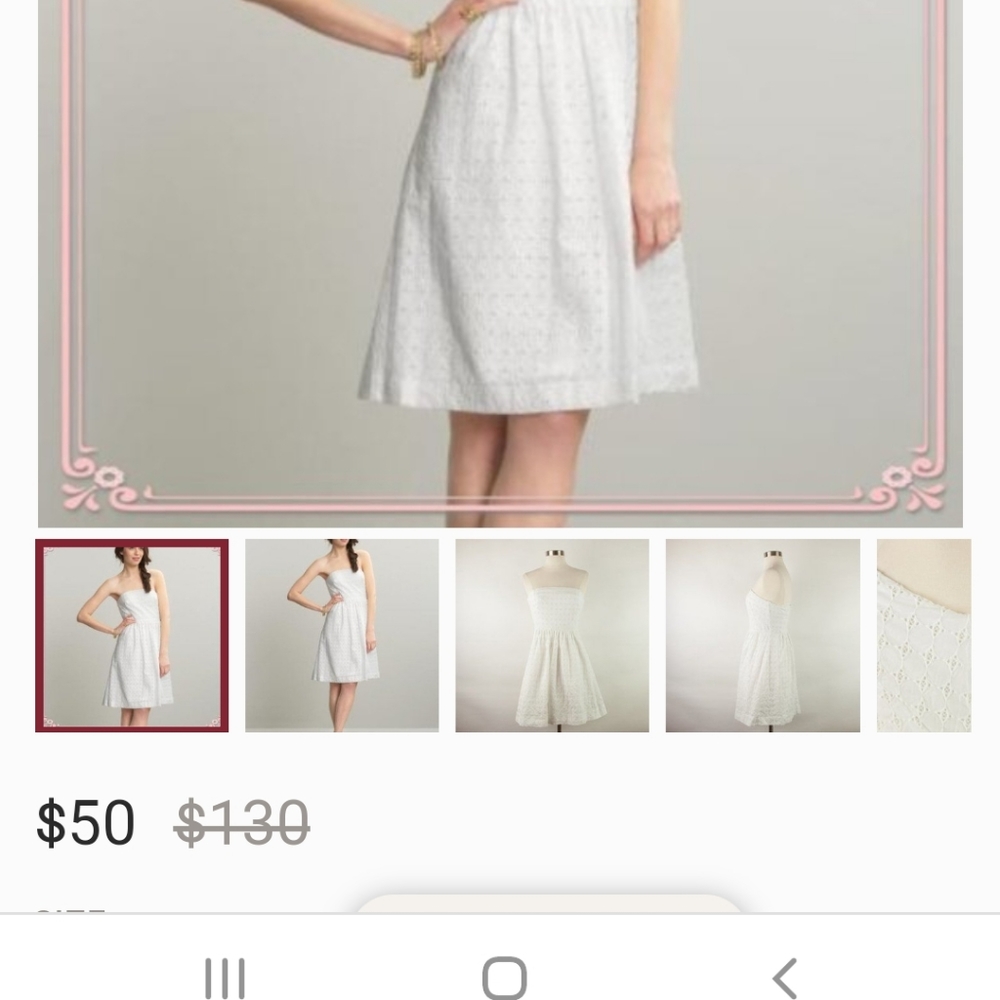 Banana Republic White Eyelet Strapless Dress SZ 0 - Picture 6 of 15
